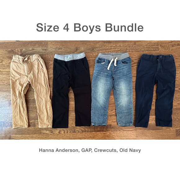 Size 4 Boys Pants Bundle. Hanna Anderson. Crewcuts. GAP. Old Navy. - Picture 1 of 5